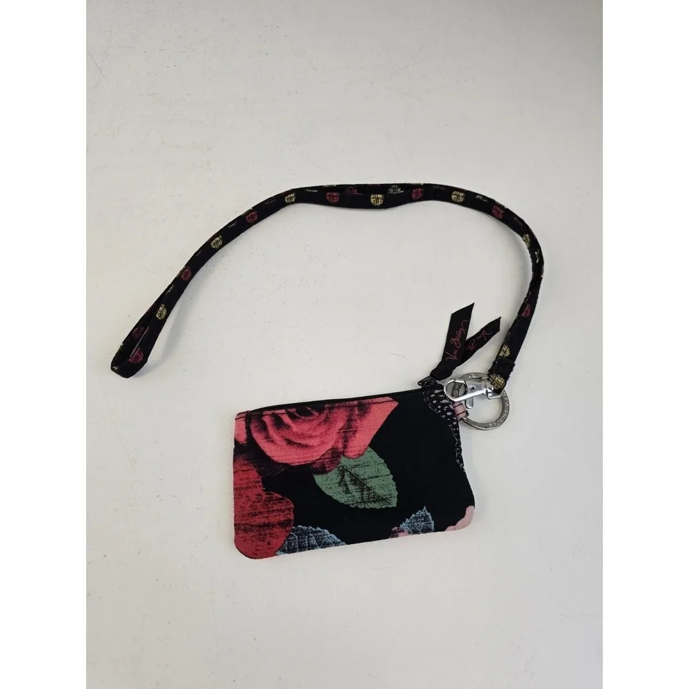 Vintage Vera Bradley Havana Rose Grab & Go Wristlet Wallet Quilted With Lanyard